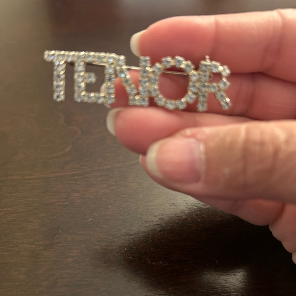3pk Silver Rhinestone TENOR Brooch - Picture 2 of 6